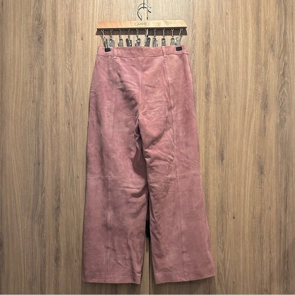 Sezane Damiano Pink Suede Leather Wide Leg Trousers Size 34 - Picture 2 of 4